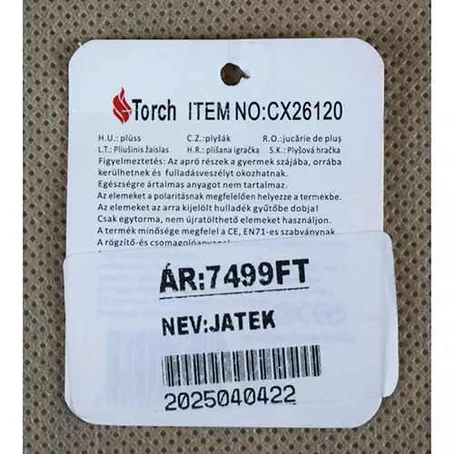 Foto do aviso oficial: Torch plüss / játék Brinquedo macio — risco: Engasgamento