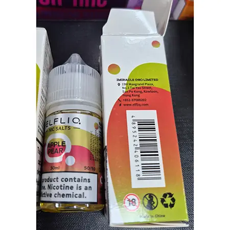 Photo de l’avis officiel: ELFLIQ NIC SALTS, POWERWS BY ELFBAR Cartouche de cigarette électronique — risque: Risque chimique