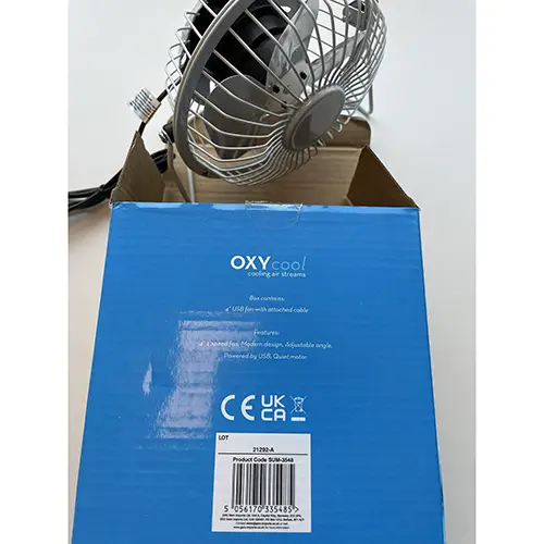 Photo from the official notice: OXY cool Mini Fan — environment risk
