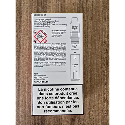Photo de l’avis officiel: X-Bar X-Line Cigarette électronique jetable — risque: Risque chimique