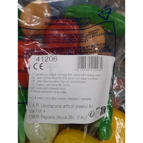 Photo from the official notice: L.A.P. Lavorazione articoli plastici Srl plastic set — choking risk