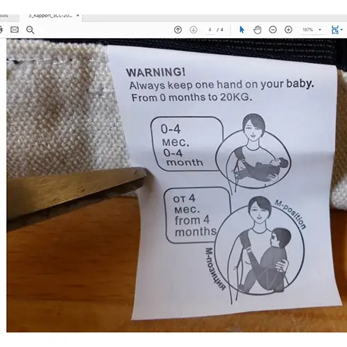 Photo from the official notice: Echarpe de transport de bébé portable, ceinture de taille pour nourrissons sûre - Noir pur baby sling — injuries risk