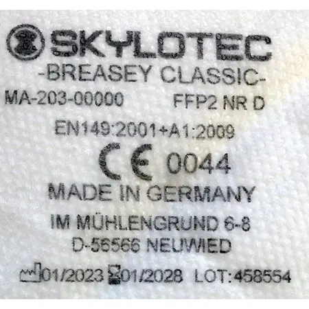 Photo de l’avis officiel: Skylotec Breasy Classic Masque de filtre à particules — risque: Risque sanitaire/autre