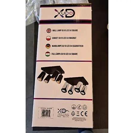 Foto uit de officiële melding: XUDO Wall Lamp GU10 LED X4 Square — risico: Elektrische schok