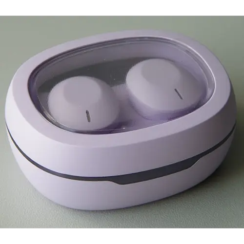 Foto aus der offiziellen Meldung: hoco. CRYSTAL TWS HEADSET; Smart true wireless BT headset purple Drahtlose Ohrhörer — Risiko: Verbrennungen
