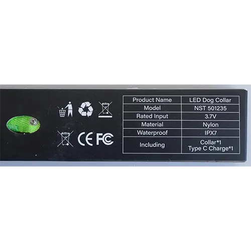 Photo from the official notice: Dynmeow LED Dog Collar — burns & fire risk
