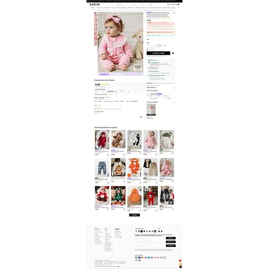 Foto do aviso oficial: Shein 2 pièces Ensemble barboteuse et chapeau en tricot doux pour bébé fille nouveau-né avec bordure Fato-maca — risco: Estrangulamento