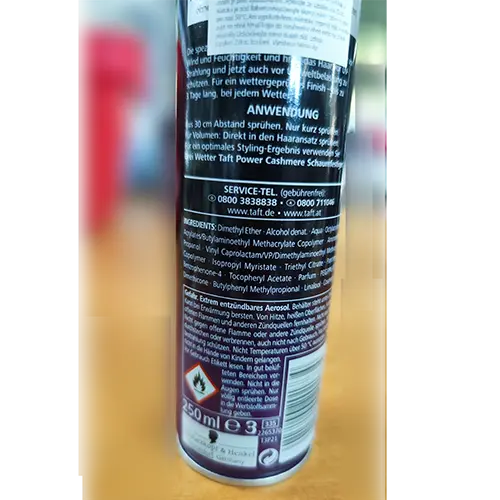Foto dell’avviso ufficiale: TAFT POWER HAARSPRAY 3 WETTER Spray per capelli — rischio: Rischio chimico