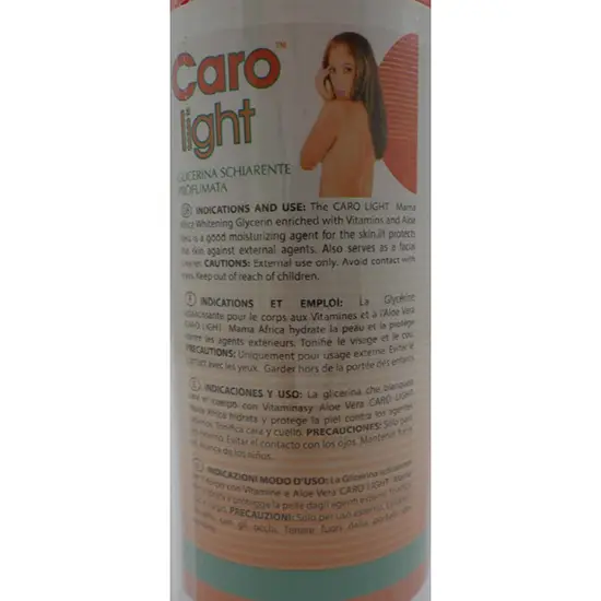 Foto dell’avviso ufficiale: Mama Africa Caro light Whitening Perfumed Glycerin Lozione schiarente per la pelle — rischio: Rischio chimico