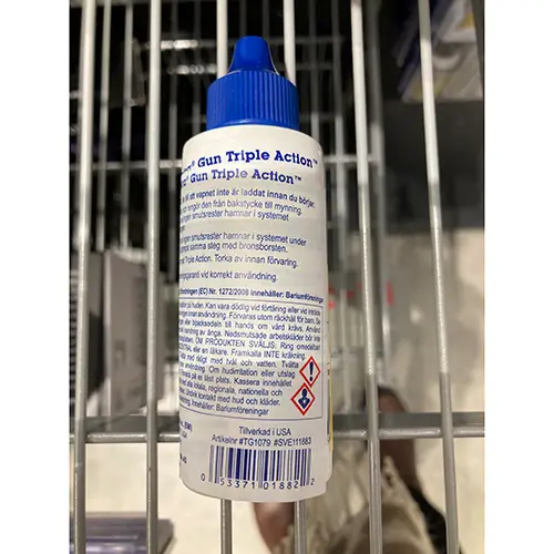 Foto do aviso oficial: Tetra gun Tetra Gun Triple Action clean, lubricate &amp; protect Produto de limpeza de armas — risco: Químico