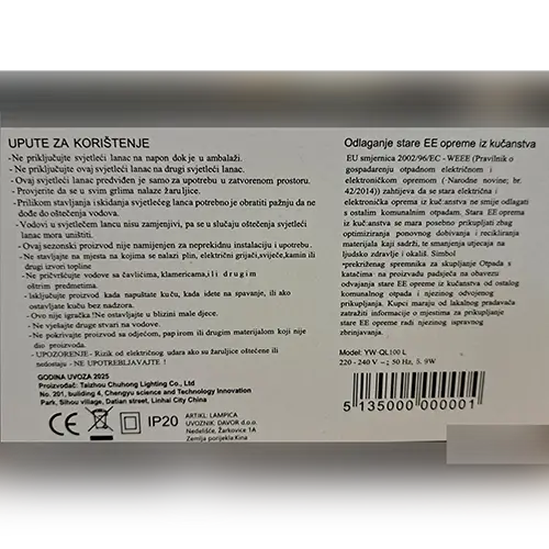 Photo de l’avis officiel: Chaîne d'éclairage — risque: Choc électrique (SR/01501/26)