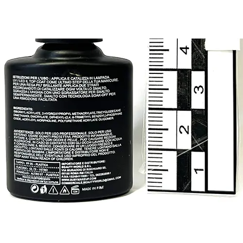 Photo from the official notice: Susy Make-Up Italy Top Coat gel nail polish — chemical risk