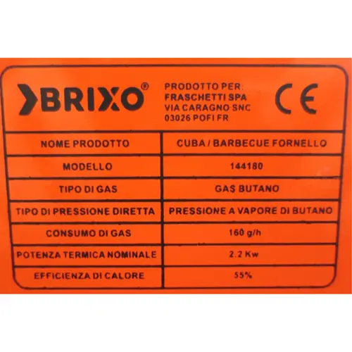 Photo de l’avis officiel: Brixo (Cuba) Barbeque Fornello Poêle à gaz portable — risque: Brûlures