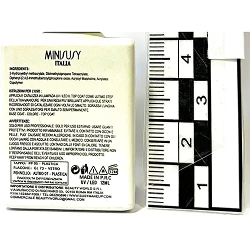 Foto uit de officiële melding: Minisusy TOP COAT - Pro Gel Professional Nagellak — risico: Chemische risico's