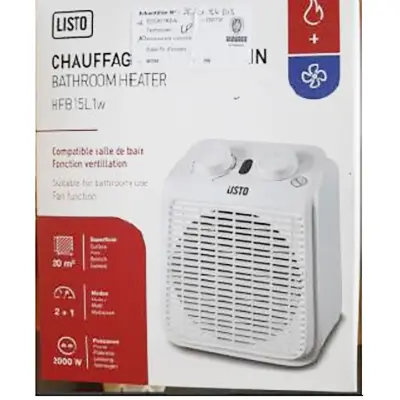 Photo de l’avis officiel: Listo Chauffage de salle de bain — risque: Brûlures & Coupures