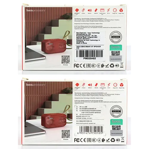 Foto uit de officiële melding: hoco. MINI PORTABLE TRUE WIRELESS SPEAKER Draadloze luidspreker — risico: Brandwonden
