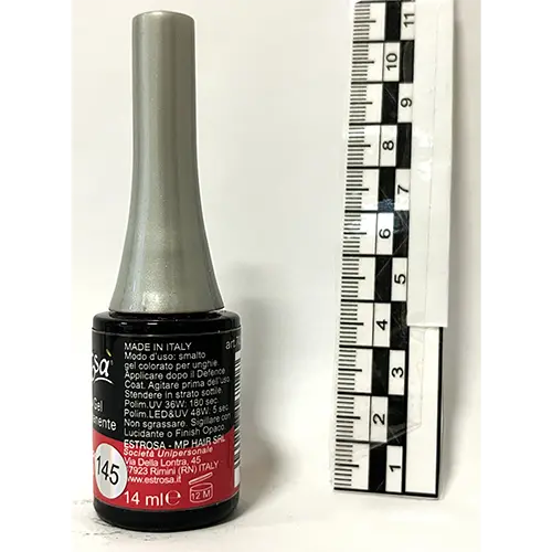 Photo de l’avis officiel: Estrosa Smalto gel semipermanente Gel vernis à ongles — risque: Risque chimique (SR/01588/26)