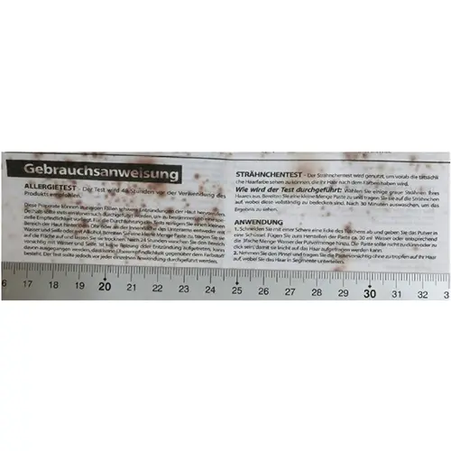 Foto aus der offiziellen Meldung: ProfixOrganics Henna Permanent Powder Hair Colour Haarfärbemittel — Risiko: Chemikalie