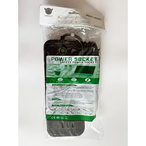 Foto do aviso oficial: JINHUAI Power Socket Chumbo da extensão — risco: Choque elétrico & Incêndio
