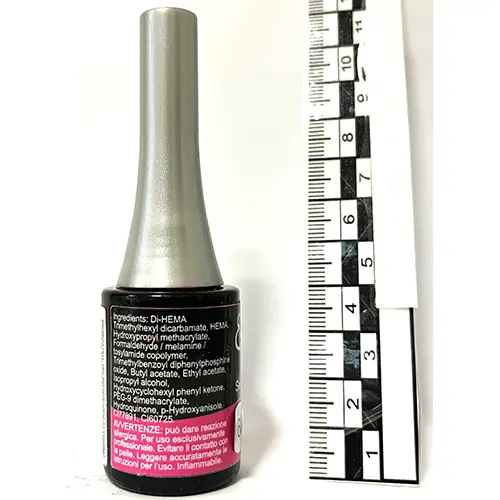 Photo de l’avis officiel: Estrosa Pink Fluo Gel vernis à ongles — risque: Risque chimique