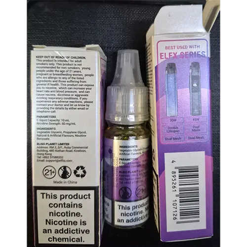 Photo de l’avis officiel: ELFLIQ NIC SALTS, POWERED BY ELFBAR Cartouche de cigarette électronique — risque: Risque chimique (SR/01655/26)
