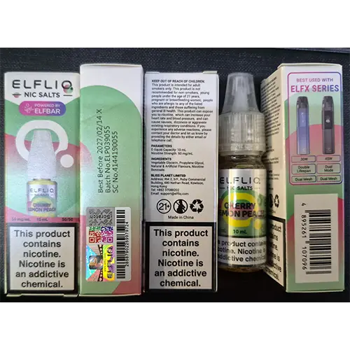 Photo de l’avis officiel: ELFLIQ NIC SALTS Cartouche de cigarette électronique — risque: Risque chimique (SR/01651/26)