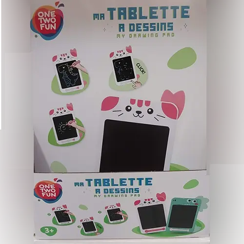Photo from the official notice: One Two Fun MA TABLETE A DESSINS "MY DRAWING PAD" (PIZARRA MAGICA 24 CM ANIMALITOS OTF) toy drawing board — choking risk