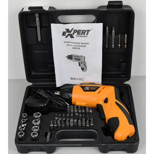 Foto do aviso oficial: EXPERT PERFORMANCE 3.6V LITHIUM CORDLESS SCREWDRIVER WITH 45 PCS ACCESSORIES Chave de fenda sem fio — risco: Queimaduras