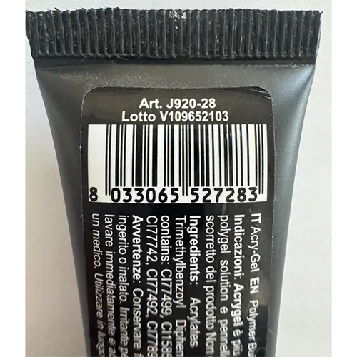 Photo from the official notice: Jessie Milano Poly Gel - Gel costruttore easy-shape nail builder gel — chemical risk