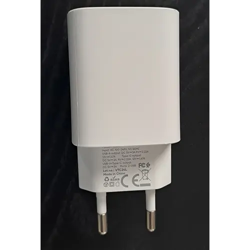 Photo de l’avis officiel: VIDVIE PD FAST CHARGER Chargeur USB — risque: Choc électrique
