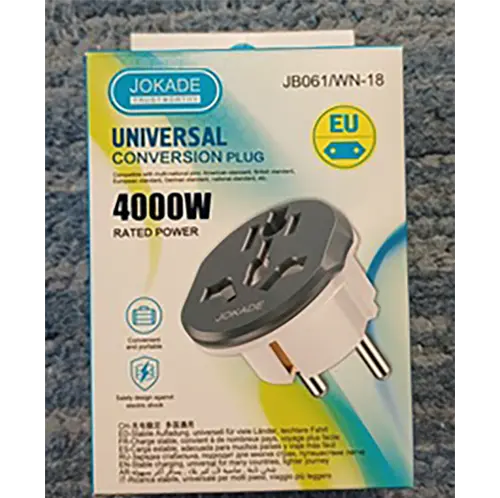 Foto do aviso oficial: JOKADE Adaptador — risco: Choque elétrico