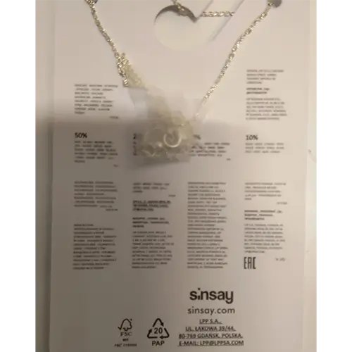 Photo de l’avis officiel: Sinsay Collier — risque: Risque chimique