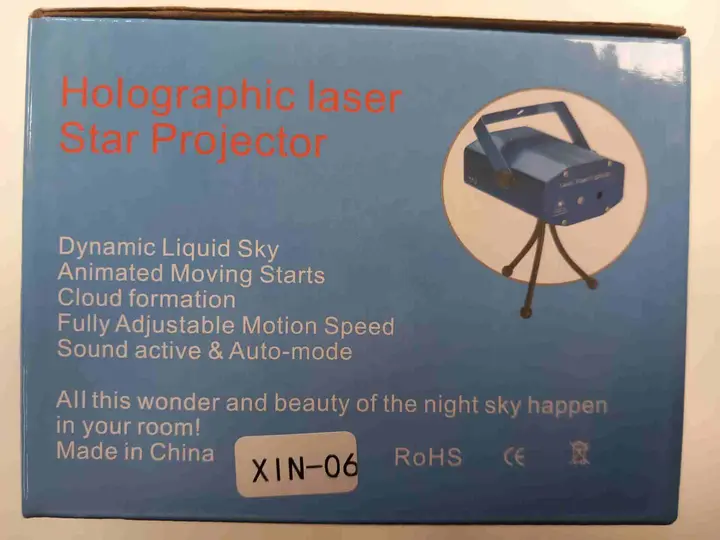 Foto uit de officiële melding: Mini Laser stage lighting Laserprojector — risico: Aantasting van het gezichtsvermogen