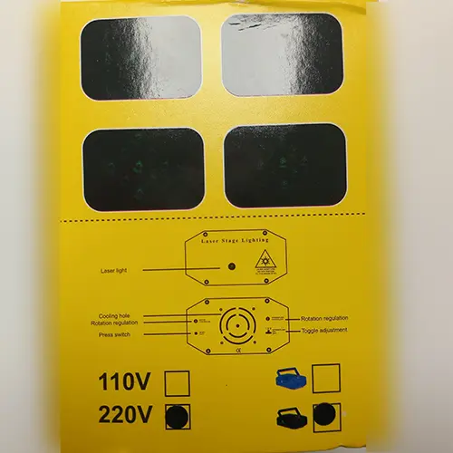 Foto dell’avviso ufficiale: Sandowi Luz de escenario Láser Proiettore laser — rischio: Danno alla vista (SR/01941/26)