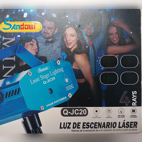Foto dell’avviso ufficiale: Sandowi Luz de escenario Láser Proiettore laser — rischio: Danno alla vista (SR/01941/26)