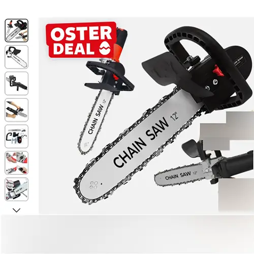 Photo from the official notice: Retoo CHAIN SAW 12 angle grinder conversion kit — cuts risk