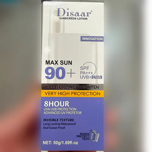 Foto do aviso oficial: Disaar Sunsreen Lotion Protetor solar — risco: Risco para a saúde / outro
