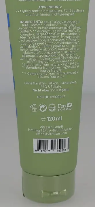Photo de l’avis officiel: CBD Vital Kühlende CBD Creme, Cool Crème — risque: Risque chimique