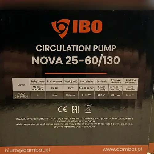Photo de l’avis officiel: IBO IBO NOVA 25-60/130 Pompe à eau — risque: Choc électrique