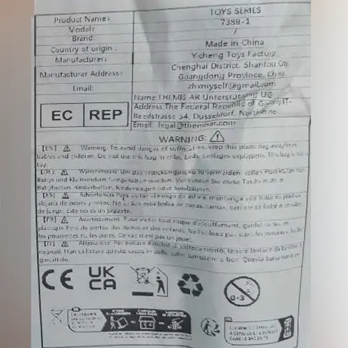 Photo from the official notice: Jouet projecteur d’étoiles avec 10 diapositives, 1 lampe de poche, jouet conteur d’histoires toy projector — damage to sight risk
