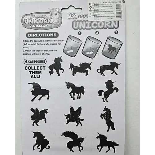 Photo de l’avis officiel: Growing unicorn animals Jouet extensible — risque: Étouffement