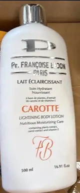 Photo de l’avis officiel: Pr. Francoise Bedon Paris Carotte Lightening Body Lotion Lotion éclaircissante pour la peau — risque: Risque chimique