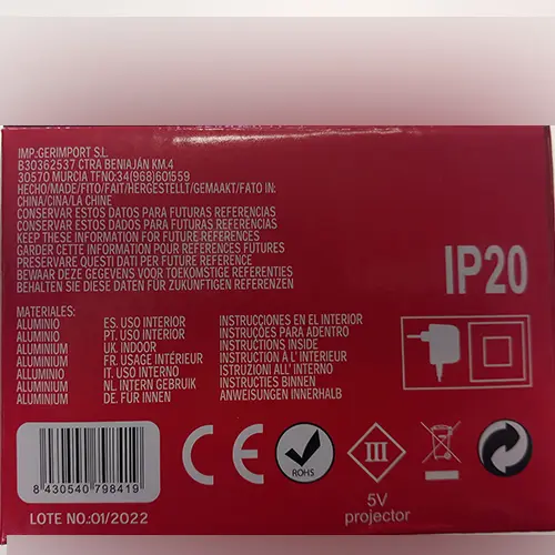 Foto uit de officiële melding: (Gerimport), G Laser Stage Lighting Laserprojector — risico: Aantasting van het gezichtsvermogen