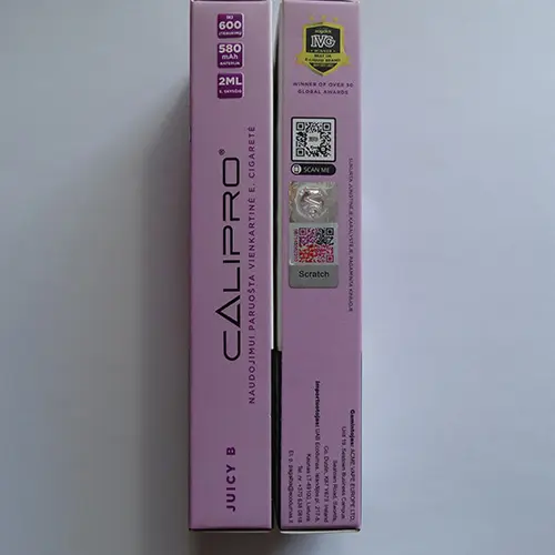 Photo de l’avis officiel: CALIPRO IVG JUICY B Cigarette électronique jetable — risque: Risque chimique