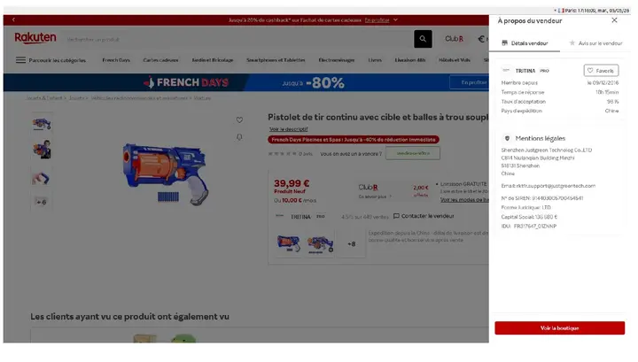 Foto dell’avviso ufficiale: Lefan Toys pistolet de tir continu avec cible et balles à trou souples Pistola giocattolo — rischio: Ostruzione delle vie aeree