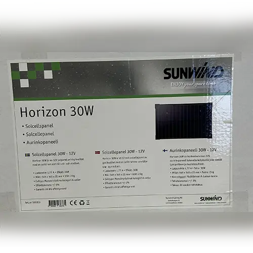 Foto dell’avviso ufficiale: Sunwind Horizon 30W Pannello solare — rischio: Ambiente