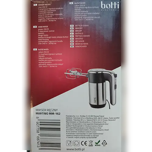 Photo from the official notice: botti® Hand mixer — electric shock risk