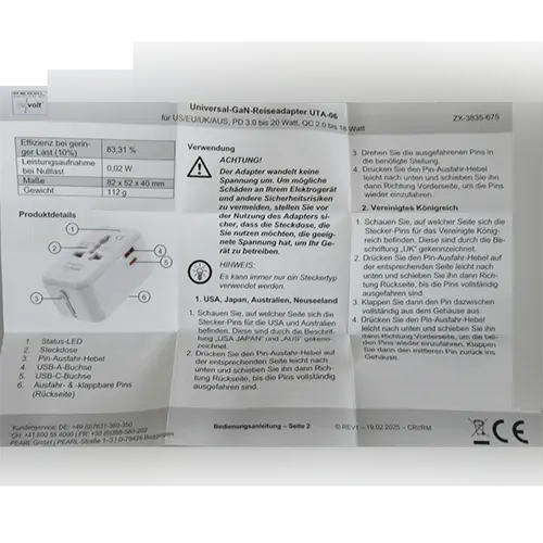 Foto do aviso oficial: revolt Universal Travel Adaptor Adaptador — risco: Choque elétrico