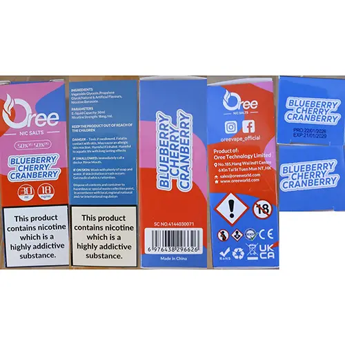 Photo de l’avis officiel: Oree NIC SALTS Cartouche de cigarette électronique — risque: Risque chimique