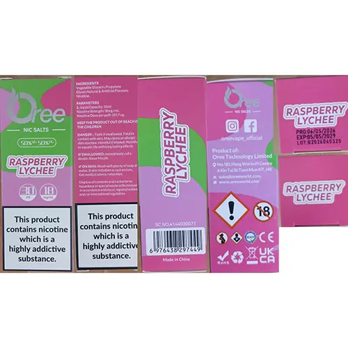 Photo de l’avis officiel: Oree NIC SALTS Cartouche de cigarette électronique — risque: Risque chimique